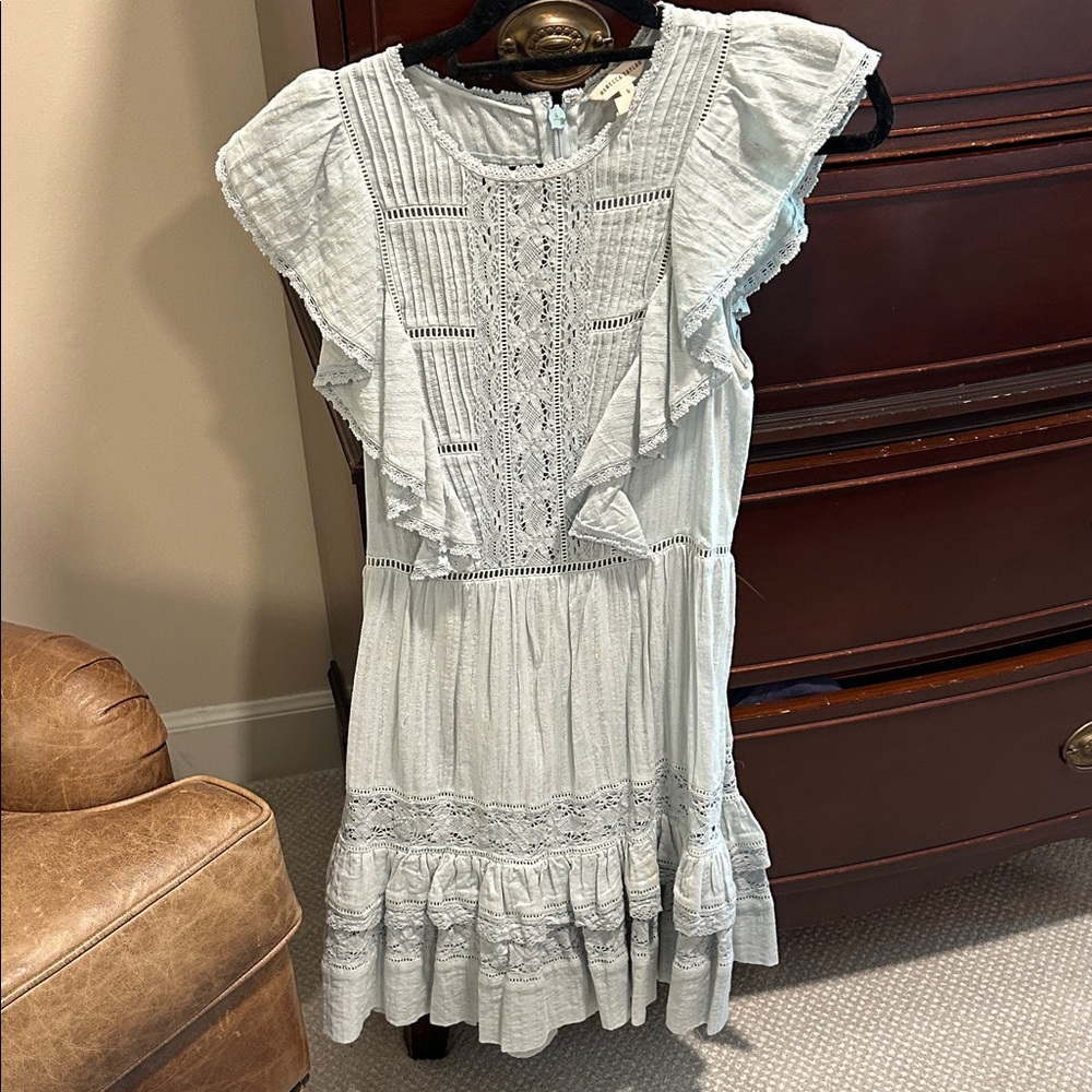 Rebecca Taylor Light Blue Lace-Trim Blouse